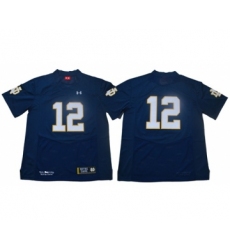 Fighting Irish #12 Ian Book Navy Blue Limited Stitched NCAA Jersey