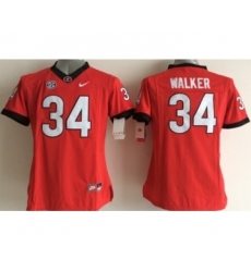 Georgia Bulldogs 34 Walker Red College Women Jerseys