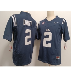 Men's Ole Miss Rebels #2 Jaxson Dart Navy Blue FUSE College Football Jersey