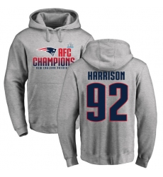 Nike New England Patriots #92 James Harrison Heather Gray 2017 AFC Champions Pullover Hoodie