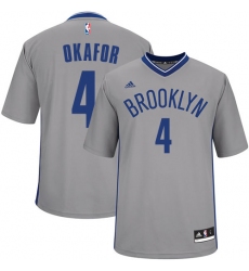 Men's Adidas Brooklyn Nets #4 Jahlil Okafor Authentic Gray Alternate NBA Jersey