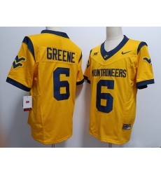 Men's West Virginia Mountaineers #6 Garrett Greene Yellow FUSE College Stitched Jersey