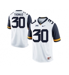 West Virginia Mountaineers 30 J.T. Thomas White College Football Jersey