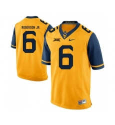 West Virginia Mountaineers 6 Reggie Roberson Jr. Gold College Football Jersey