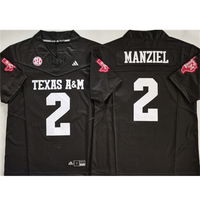 Men's Texas A&M Aggies Lions #2 Johnny Manziel Black 2025 F.U.S.E. Stitched Jersey