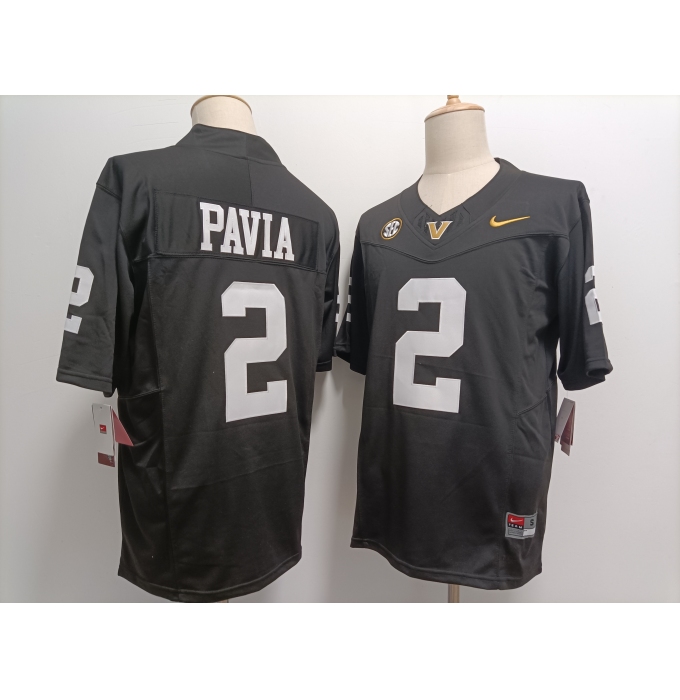 Men's Vanderbilt Commodores #2 Diego Pavia Black FUSE College Football Jersey