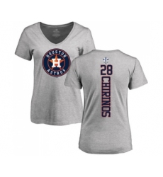 Baseball Women's Houston Astros #28 Robinson Chirinos Ash Backer T-Shirt