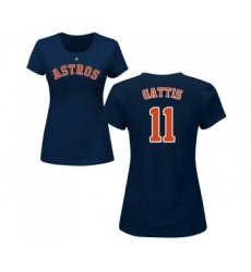 MLB Women's Nike Houston Astros #11 Evan Gattis Navy Blue Name & Number T-Shirt