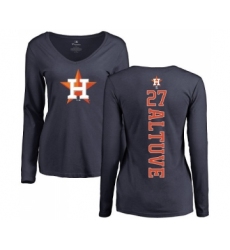 MLB Women's Nike Houston Astros #27 Jose Altuve Navy Blue Backer Long Sleeve T-Shirt