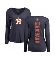 MLB Women's Nike Houston Astros #50 J.R. Richard Navy Blue Backer Long Sleeve T-Shirt