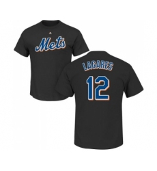 MLB Nike New York Mets #12 Juan Lagares Black Name & Number T-Shirt