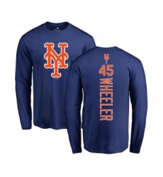 MLB Nike New York Mets #45 Zack Wheeler Royal Blue Backer Long Sleeve T-Shirt