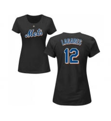 MLB Women's Nike New York Mets #12 Juan Lagares Black Name & Number T-Shirt
