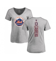 MLB Women's Nike New York Mets #13 Asdrubal Cabrera Ash Backer T-Shirt