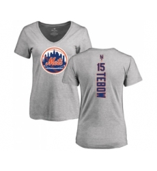 MLB Women's Nike New York Mets #15 Tim Tebow Ash Backer T-Shirt