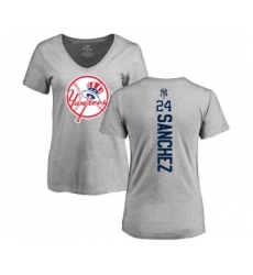 MLB Women's Nike New York Yankees #24 Gary Sanchez Ash Backer T-Shirt