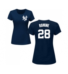 MLB Women's Nike New York Yankees #28 Austin Romine Navy Blue Name & Number T-Shirt