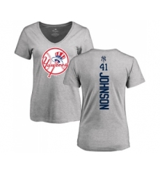 MLB Women's Nike New York Yankees #41 Randy Johnson Ash Backer T-Shirt