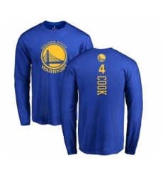 NBA Nike Golden State Warriors #4 Quinn Cook Royal Blue Backer Long Sleeve T-Shirt