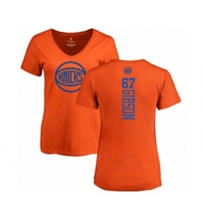 Basketball Women's New York Knicks #67 Taj Gibson Orange One Color Backer Slim-Fit V-Neck T-Shirt