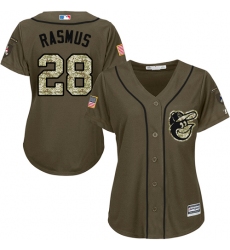 Women's Majestic Baltimore Orioles #28 Colby Rasmus Replica Green Salute to Service MLB Jersey