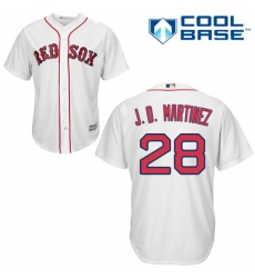 Youth Majestic Boston Red Sox #28 J. D. Martinez Replica White Home Cool Base MLB Jersey