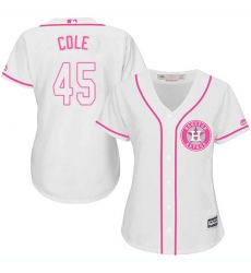 Women's Majestic Houston Astros #45 Gerrit Cole Replica White Fashion Cool Base MLB Jersey