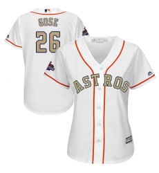 Women's Majestic Houston Astros #26 Anthony Gose Authentic White 2018 Gold Program Cool Base MLB Jersey