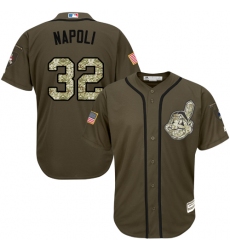 Youth Majestic Cleveland Indians #32 Mike Napoli Replica Green Salute to Service MLB Jersey