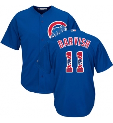 Men's Majestic Chicago Cubs #11 Yu Darvish Authentic Royal Blue Team Logo Fashion Cool Base MLB Jersey