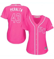 Women's Majestic Kansas City Royals #43 Wily Peralta Replica Pink Fashion Cool Base MLB Jersey
