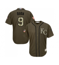 Youth Kansas City Royals #9 Lucas Duda Authentic Green Salute to Service Baseball Jersey