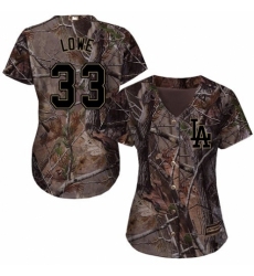 Women's Majestic Los Angeles Dodgers #33 Mark Lowe Authentic Camo Realtree Collection Flex Base MLB Jersey