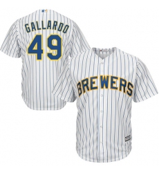Youth Majestic Milwaukee Brewers #49 Yovani Gallardo Replica White Alternate Cool Base MLB Jersey