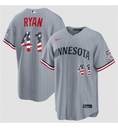 Men's Minnesota Twins #41 Joe Ryan Gray 2026 USA 250 Fourth of July Stitched Baseball Jersey