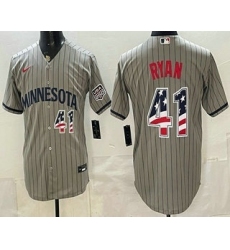 Men's Minnesota Twins #41 Joe Ryan Grey 2026 USA 250 Fourth of July Stitched Jersey