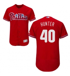 Men's Majestic Philadelphia Phillies #40 Tommy Hunter Red Alternate Flex Base Authentic Collection MLB Jersey