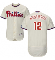 Men's Majestic Philadelphia Phillies #12 Will Middlebrooks Cream Alternate Flex Base Authentic Collection MLB Jersey