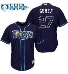 Youth Majestic Tampa Bay Rays #27 Carlos Gomez Replica Navy Blue Alternate Cool Base MLB Jersey