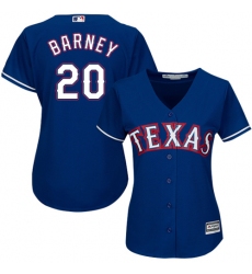 Women's Majestic Texas Rangers #20 Darwin Barney Authentic Royal Blue Alternate 2 Cool Base MLB Jersey