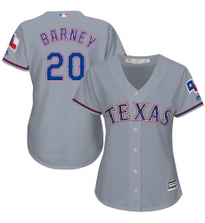 Women's Majestic Texas Rangers #20 Darwin Barney Replica Grey Road Cool Base MLB Jersey