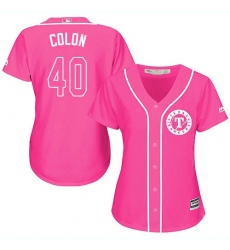 Women's Majestic Texas Rangers #40 Bartolo Colon Replica Pink Fashion Cool Base MLB Jersey