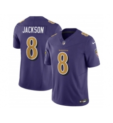 Men's Baltimore Ravens #8 Lamar Jackson Purple 2023 F.U.S.E Coloe Rush Jersey