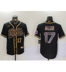 Men's Buffalo Bills #17 Josh Allen Black Cool Base Stitched Baseball Jersey