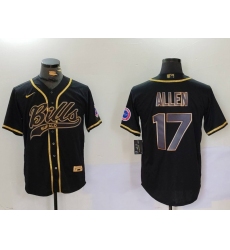 Men's Buffalo Bills #17 Josh Allen Black Cool Base Stitched Baseball Jerseys