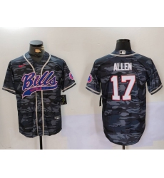 Men's Buffalo Bills #17 Josh Allen Camo Team Cool Base Stitched Baseball Jersey