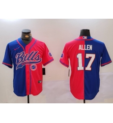 Men's Buffalo Bills #17 Josh Allen Red Blue Team Cool Base Stitched Baseball Jersey