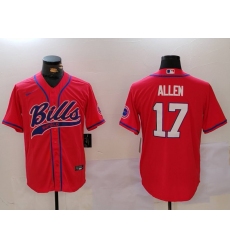 Men's Buffalo Bills #17 Josh Allen Red Cool Base Stitched Baseball Jersey