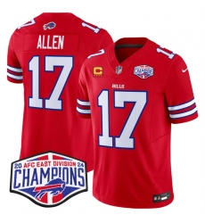 Men's Buffalo Bills #17 Josh Allen Red F.U.S.E. 2024 AFC East Division Champions With 4-Star C Vapor Limited Stitched Football Jersey