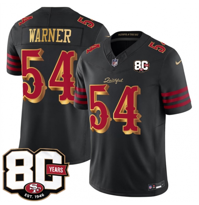 Men's San Francisco 49ers #54 Fred Warner Black 80th Anniversary“Rivalries” 2026 F.U.S.E. Vapor Untouchable Limited Football Stitched Jersey